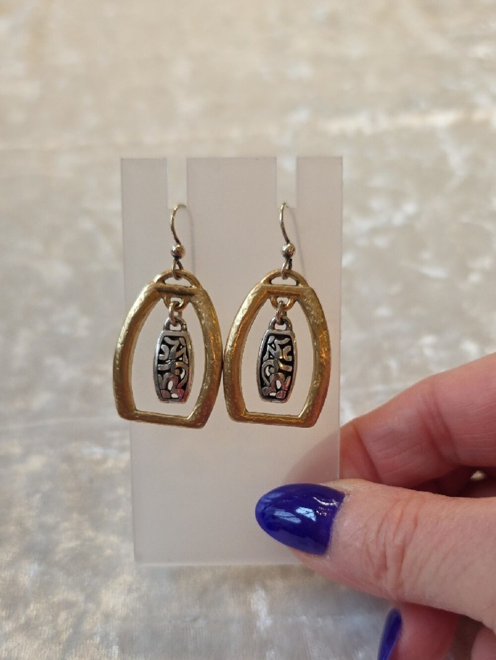 Brighton Retired Two Tone Sensation Collection Dangle Earrings - Picture 2 of 3